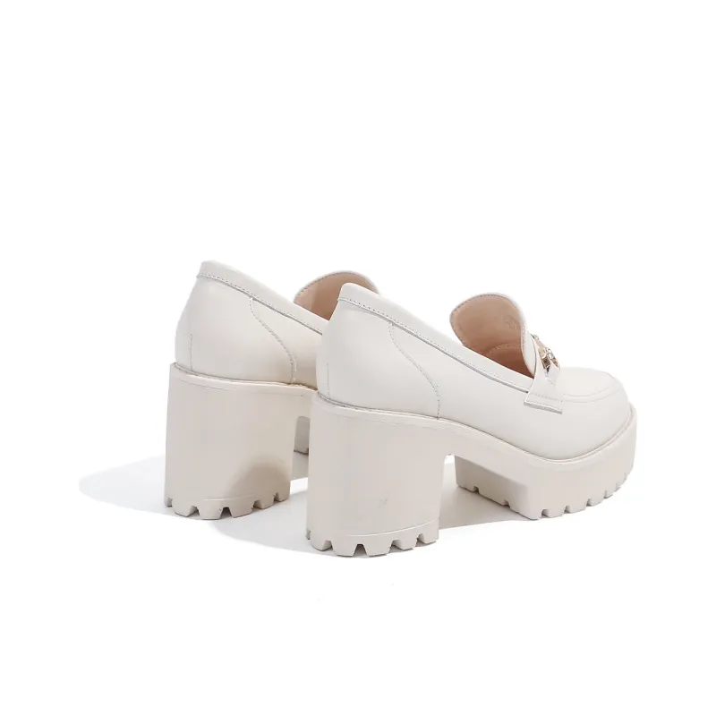 Mulinsen Loafers 8cm Women's Beige-4