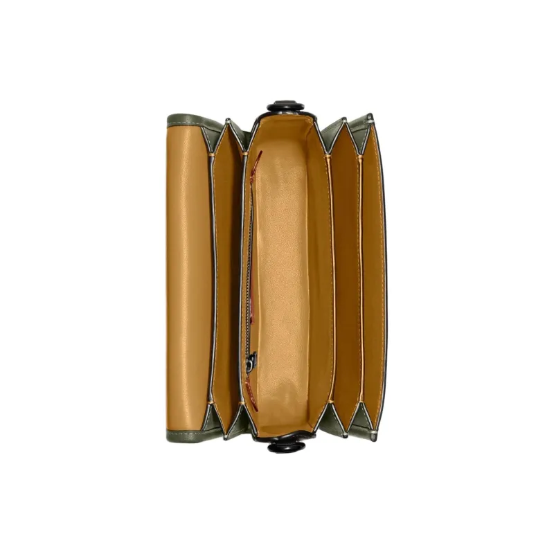COACH Rogue Glove Tanned Leather With Snake Skin Shoulder Bag, Crossbody Bag, Handbag Small Size Women's Green-2