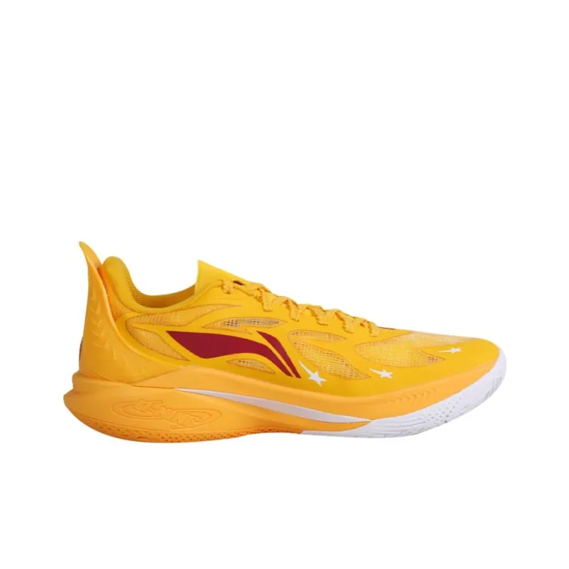 LiNing SONIC 12 PE Version Cushioning Wear Resistant Low Top Basketball Shoes Men's Yellow White-1