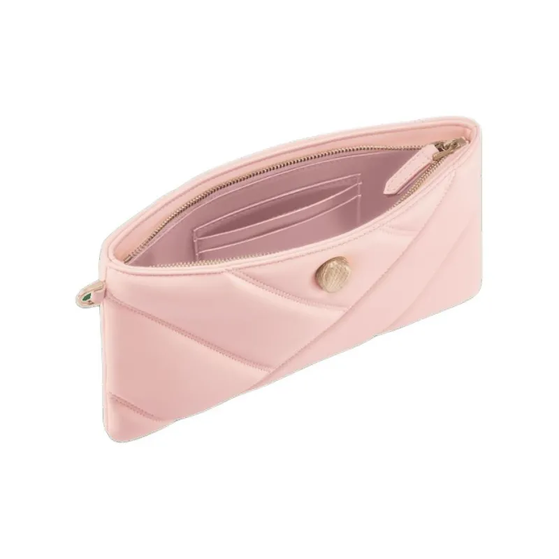 BVLGARI Serpenti Cabochon Calfskin Clutch Women's Pink-2