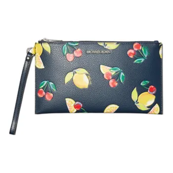 MICHAEL KORS Polyurethane With Polyester Wrist Bag Clutch Large Size Women's Marine Blue