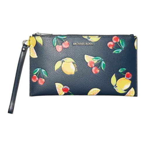 MICHAEL KORS Polyurethane With Polyester Wrist Bag Clutch Large Size Women's Marine Blue