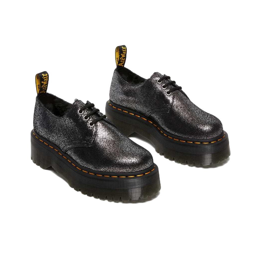Dr.Martens 1461 Faux Fur-Lined Metallic Leather Platform Dr.Martens 1461 Faux Fur-Lined Metallic Leather Platform