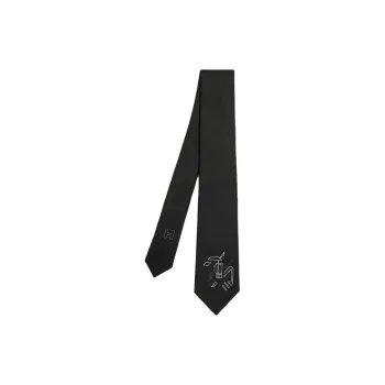 HERMES Mulberry Silk Ties Men's Black