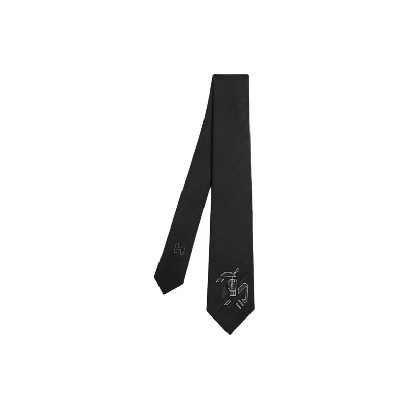 HERMES Mulberry Silk Ties Men's Black-0
