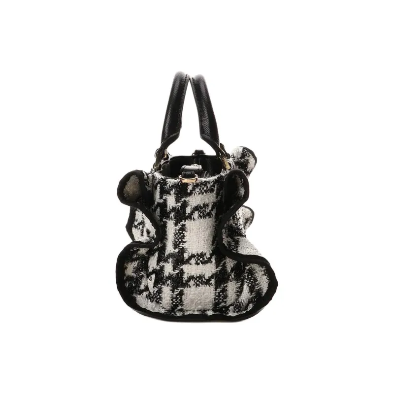 SAMANTHA THAVASA Polyester Shoulder Bag Crossbody Bag Handbag Mini Women's Black & White-3
