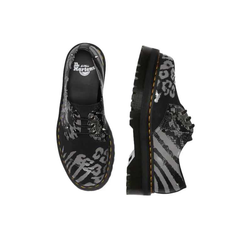 Dr. Martens 1461 Animal Clash Leather & Suede Platform Shoes 'Black Grey'-3