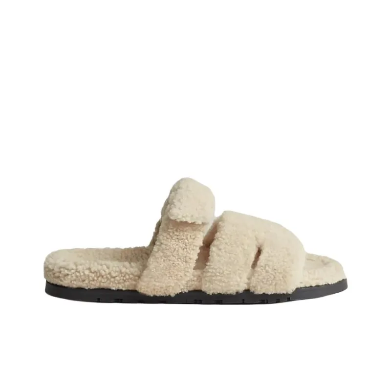 HERMES Chypre Slide Slippers Men's Light Beige-1
