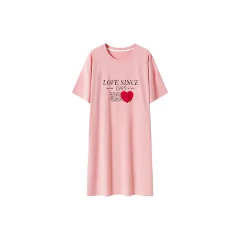 Close-fitting Areas Nightgown Women's Pink