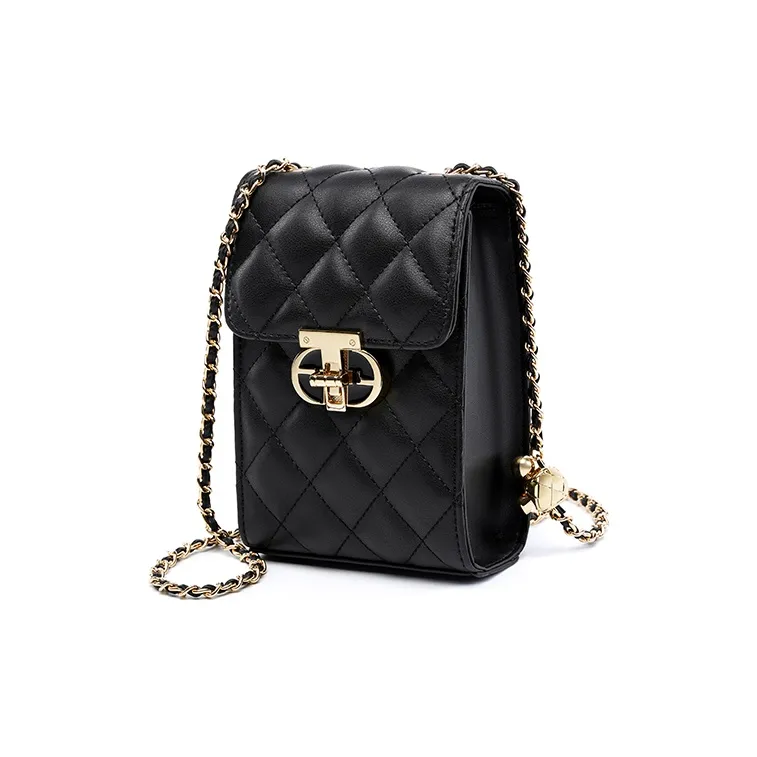 Carnival Keep Cow Leather Cell Phone Pouch Crossbody Bags Shoulder Bags Women's Black/White-1