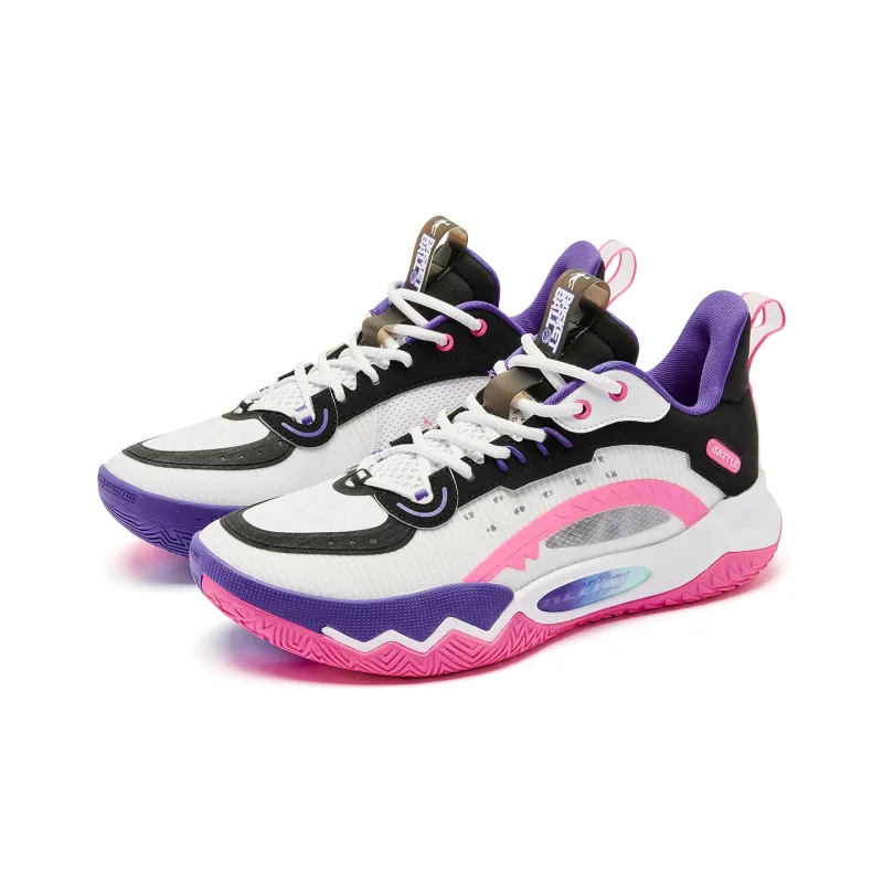 QIAODAN Cushioning Anti Slip And Wear Resistant Low Top Basketball Shoes Men's White Pink-2