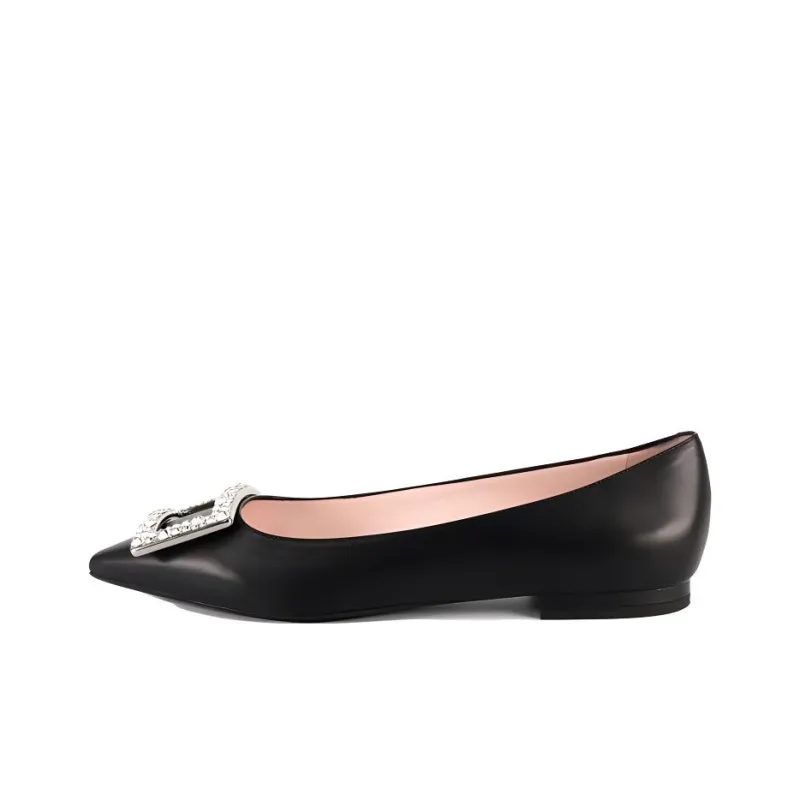Roger Vivier Gommettine Casual Single Shoes Low Heel Women's Black-0