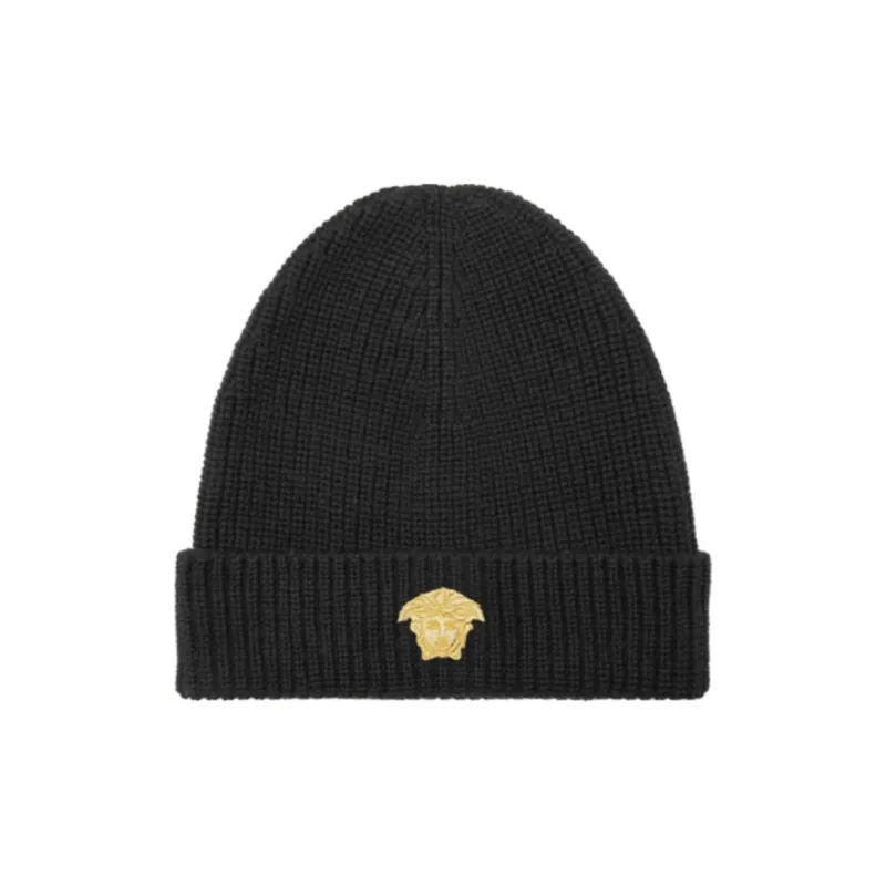 VERSACE Logo Embroidered Knitted Beanie-0