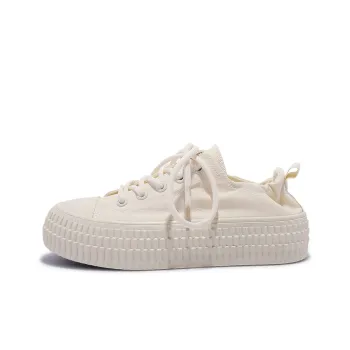 Miss Zhang Anti Slip And Wear Resistant Quick Dry Height Increasing Low Top Canvas Shoes Women's Beige
