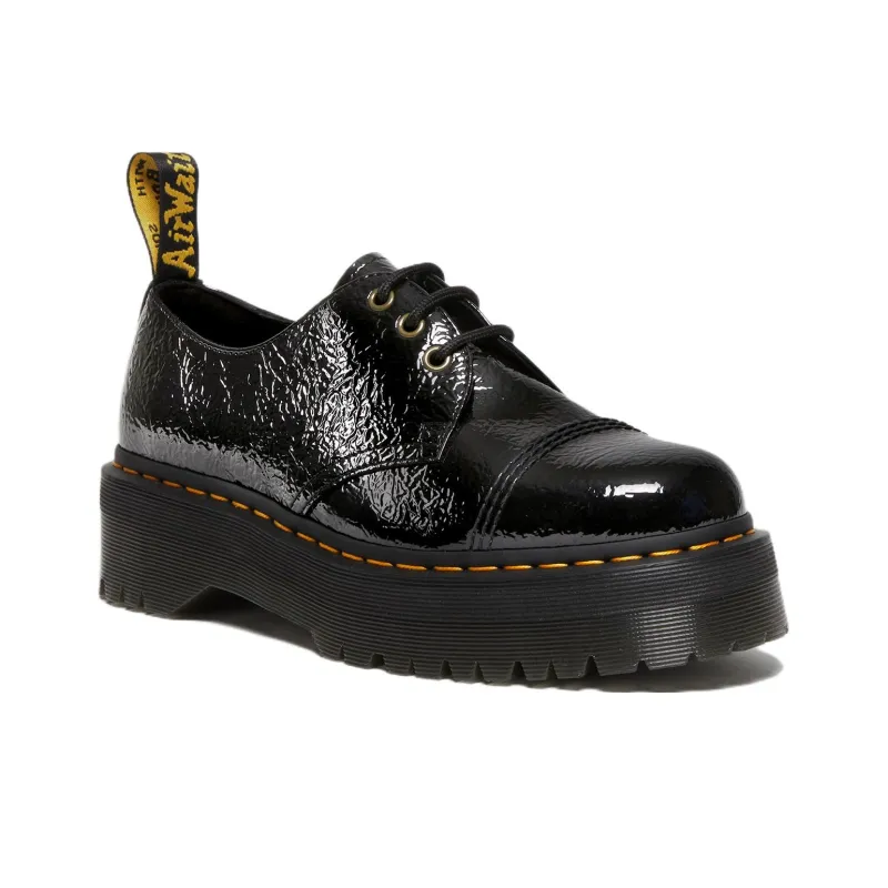 Dr.Martens 1461 Distressed Patent Leather Platform Shoes 'Black' Women's-1