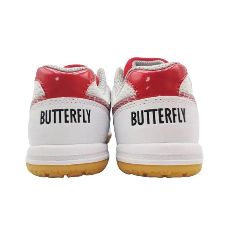 Butterfly LEZOLINE Anti Slip Wear Resistant Breathable Lightweight Coverage Low Top Training Shoes Unisex White Red-3
