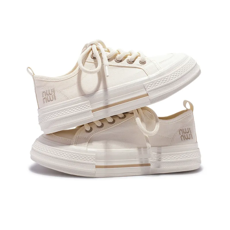 Shen Linsen Anti Slip Wear Resistant Low Top Canvas Shoes Women's Beige-3