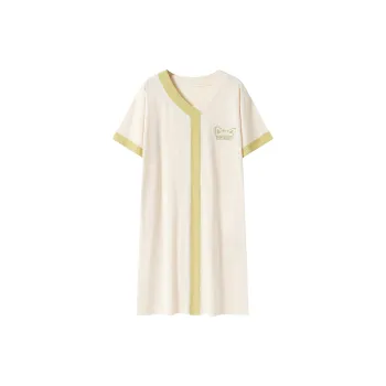 Close-fitting Areas Nightgown Women's White