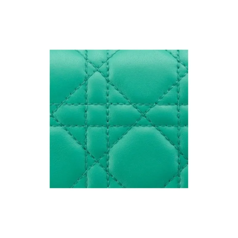 DIOR Lady Dior Lambskin Wallet Mini Women's Tiffany Blue Color-5