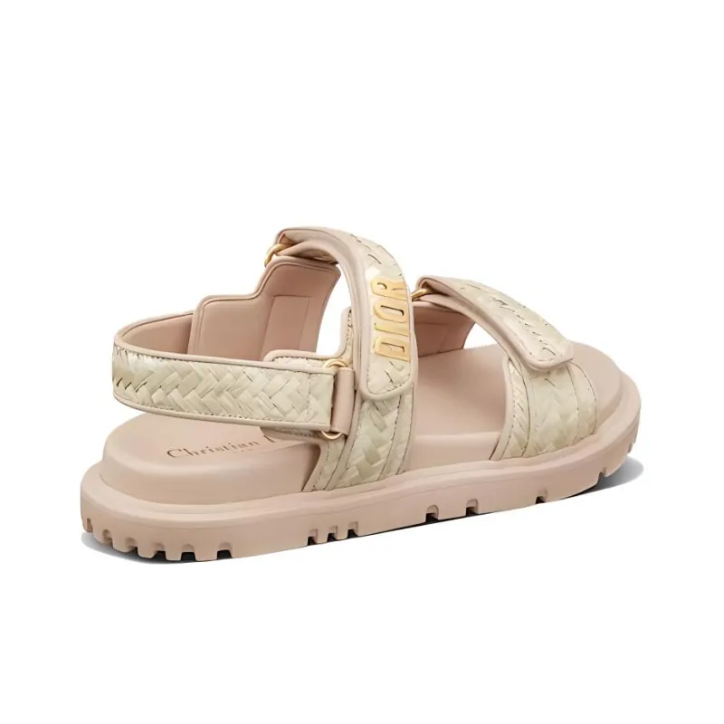DIOR DiorAct Stylish Sandals Women's Yellow Hemp-3