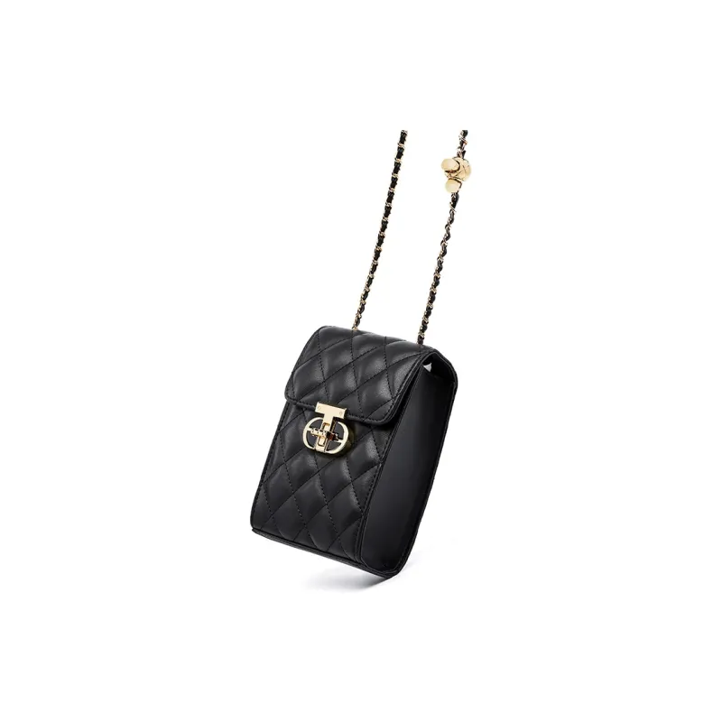 Carnival Keep Cow Leather Cell Phone Pouch Crossbody Bags Shoulder Bags Women's Black/White-2