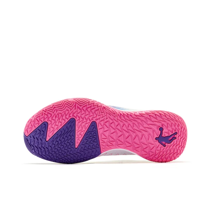 QIAODAN Cushioning Anti Slip And Wear Resistant Low Top Basketball Shoes Men's White Pink-4