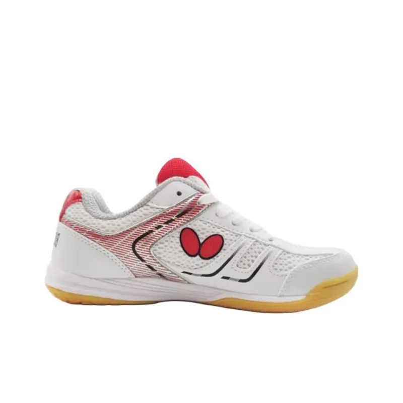 Butterfly LEZOLINE Anti Slip Wear Resistant Breathable Lightweight Coverage Low Top Training Shoes Unisex White Red-1