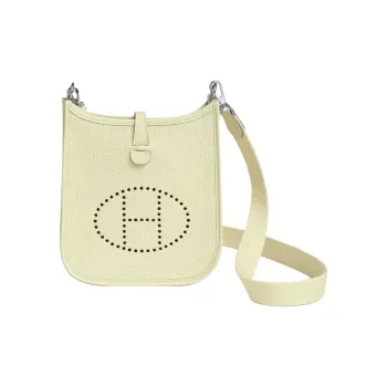 HERMES Evelyne Clemence Calfskin Ivorie Shoulder Bag Crossbody Bag Unisex Milton Yellow