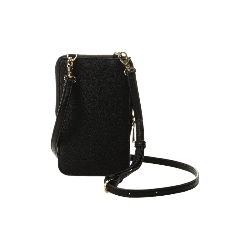 SAMANTHA THAVASA Synthetic Leather Bonded Polyester One Shoulder Crossbody Cell Phone Pouch Women's Black-3