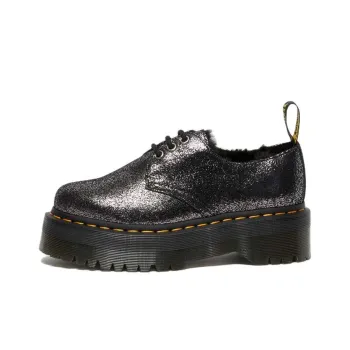 Dr.Martens 1461 Faux Fur Lined Metallic Leather Platform Shoes 'Black'