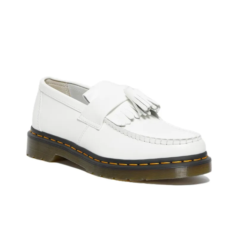 Dr.Martens Adrian Yellow Stitch Leather Tassel Loafers 'White'-1