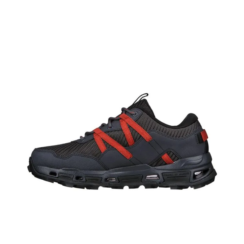Skechers ARCH FIT GLIDE-STEP TRAIL Anti-Slip Wear-Resistant Low-Top Trail Running Running Shoes Men's Black Red-1