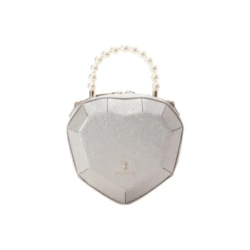 SAMANTHA THAVASA Synthetic Leather Heart-Shaped Bag Shoulder Bag Crossbody Bag Handbag Women's Silver