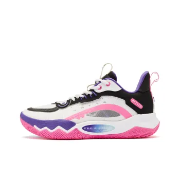 QIAODAN Cushioning Anti Slip And Wear Resistant Low Top Basketball Shoes Men's White Pink