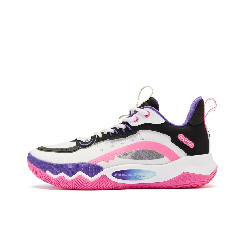 QIAODAN Cushioning Anti Slip And Wear Resistant Low Top Basketball Shoes Men's White Pink-0