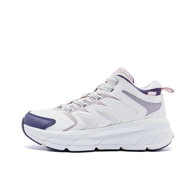 QIAODAN Wear resistant And Lightweight High Top Running Shoes Women's White Purple-0