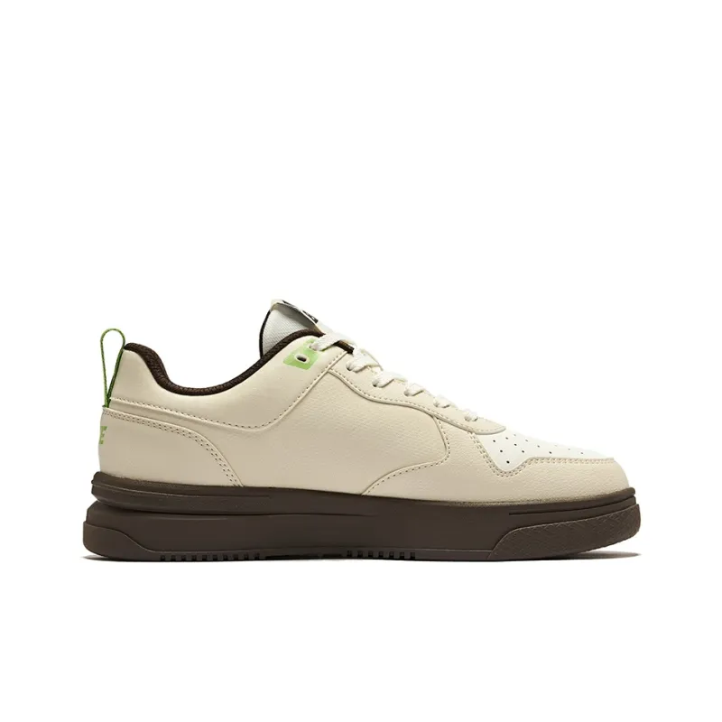 Erke Cool Play 2.0 Anti Slip Wear Resistant Low Top Skateboard Shoes Men's Warm Linen Microcrystal White-1