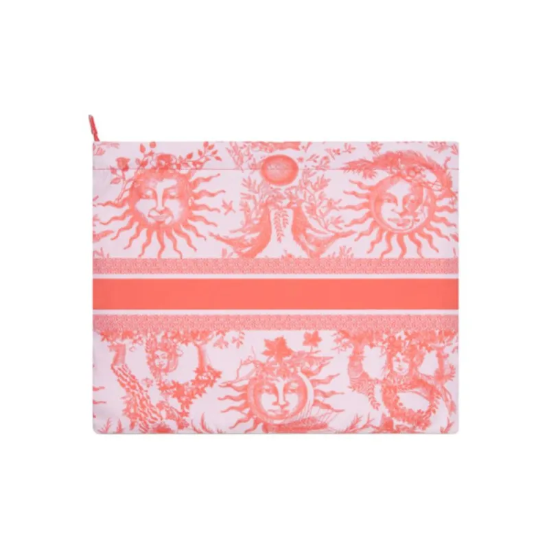 DIOR Technical Fabric Clutch Women's Coral Red-1