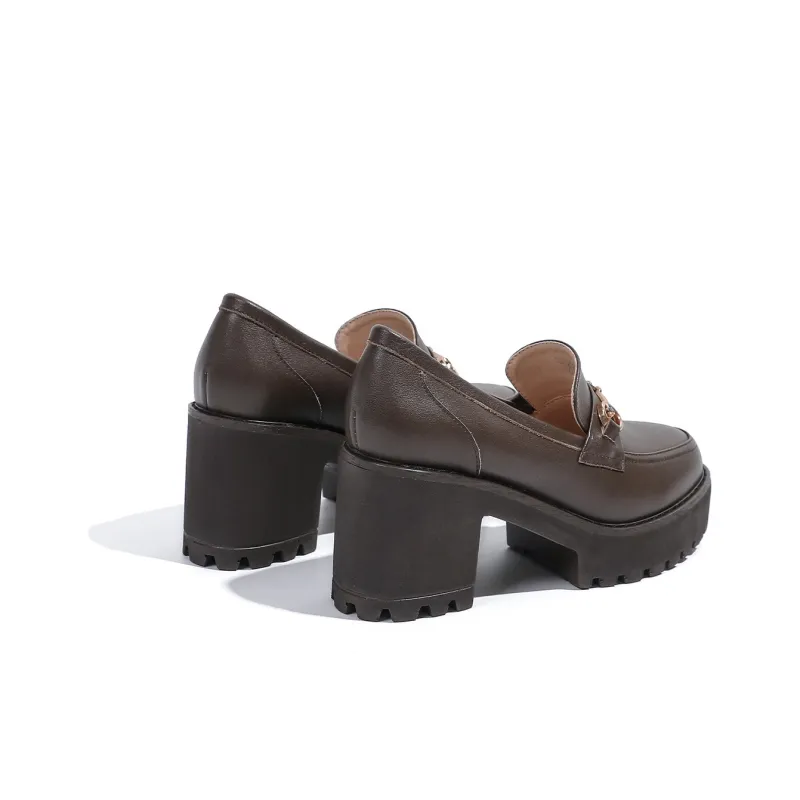 Mulinsen Loafers 8cm Women's Khaki-4