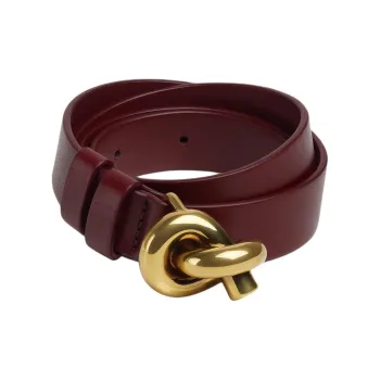 Bottega Veneta Ornamental Design, Smooth Buckle Leather Belts Women's Red 2CM