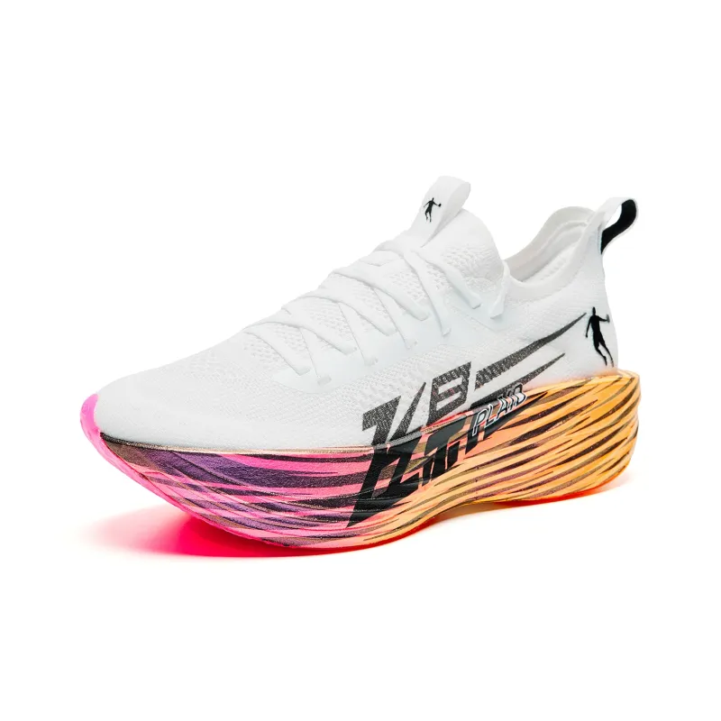 QIAODAN Flying Shadow PLAID 1.5 Running Shoes Men Low Top Jordan White Neon Pink-2