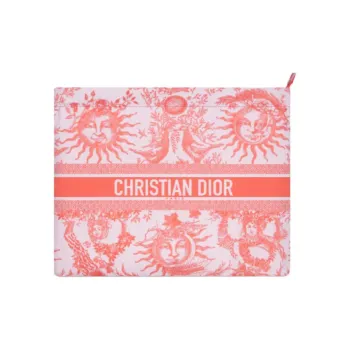 DIOR Technical Fabric Clutch Women's Coral Red