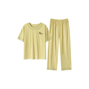 Close-fitting Areas Pajama Set Women's Yellow