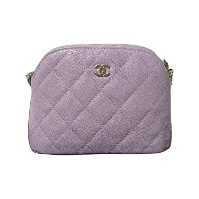 CHANEL Calfskin Shoulder Bag, Crossbody Bag Women's Light Purple-0