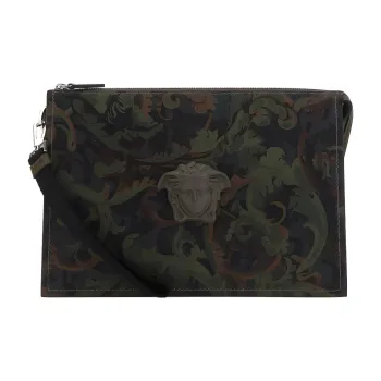 VERSACE Leather Clutch Men's Green