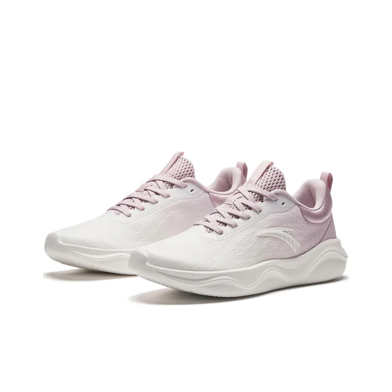 Anta Slip Resistant Shock Absorbers Low Top Training Running Shoes Women's White Pink-3