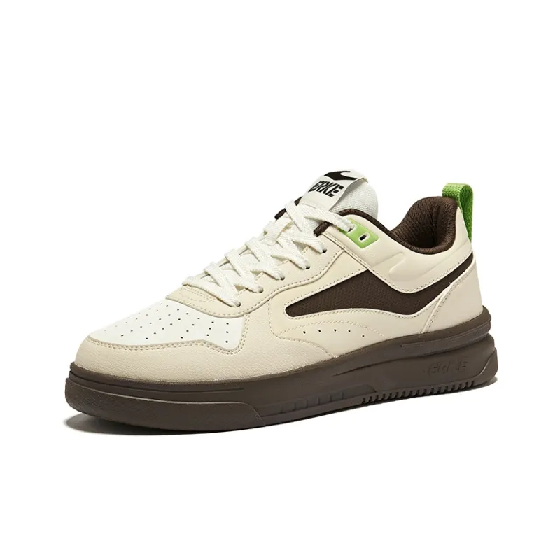 Erke Cool Play 2.0 Anti Slip Wear Resistant Low Top Skateboard Shoes Men's Warm Linen Microcrystal White-2
