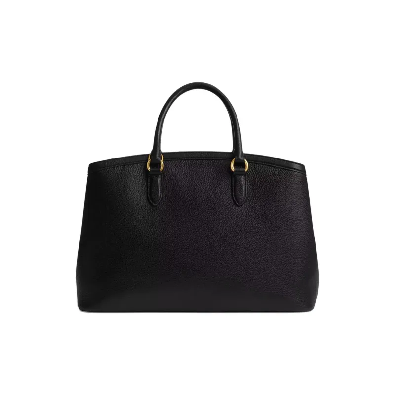 COACH Refined Pebbled Leather Tote Bag, Shopping Bag, Shoulder Bag, Crossbody Bag, Handbag Tubas Women's Brass & Black-2