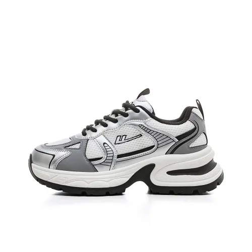Warrior Breathable Height Increasing Low Top Chunky Sneakers Women's Silver