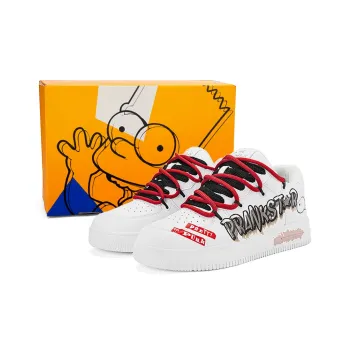 The Simpsons Skateboard Shoes Unisex Low Top Oat Milk White/Black Pink